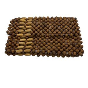 Vintage Wooden Beaded Clutch Small Fold Over Bag Purse Boho Bohemian Style